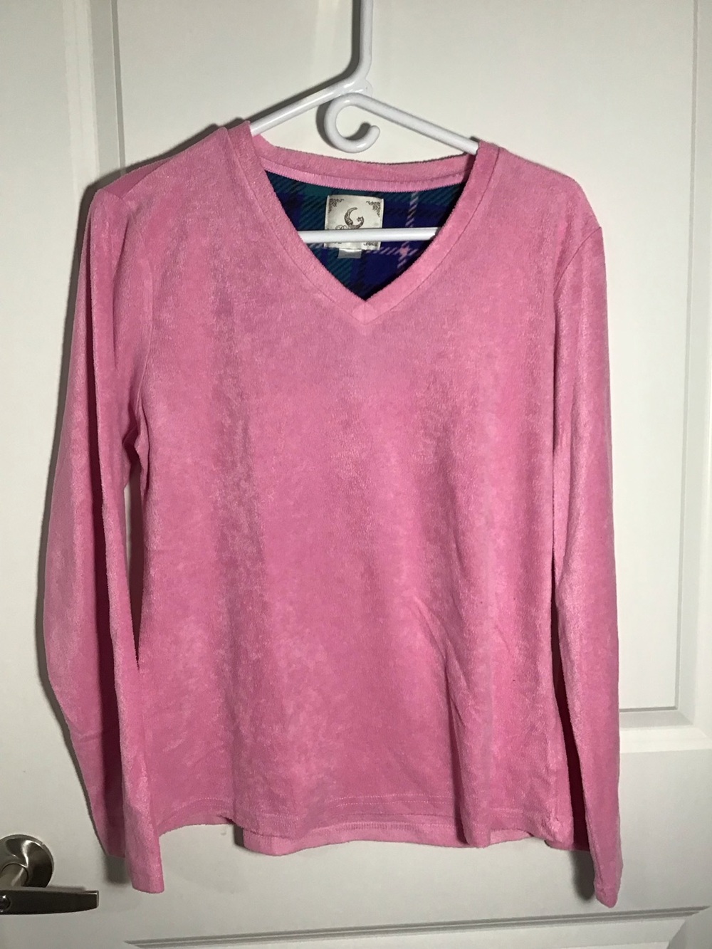 Pj Couture Pink V-Neck Long Sleeve Pajama Top L